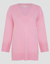 Cree V-Neck Cashmere Jumper, Pink (PINK), large