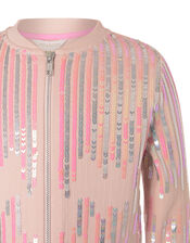 Sequin Bomber Jacket, Pink (PALE PINK), large