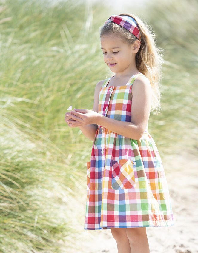 Frugi Abigail Checked Dress, Multi (MULTI), large