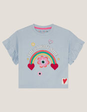 The Bright Side Frill T-Shirt, Blue (BLUE), large