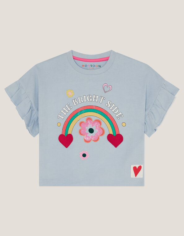 The Bright Side Frill T-Shirt, Blue (BLUE), large