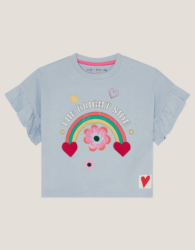 The Bright Side Frill T-Shirt, Blue (BLUE), large