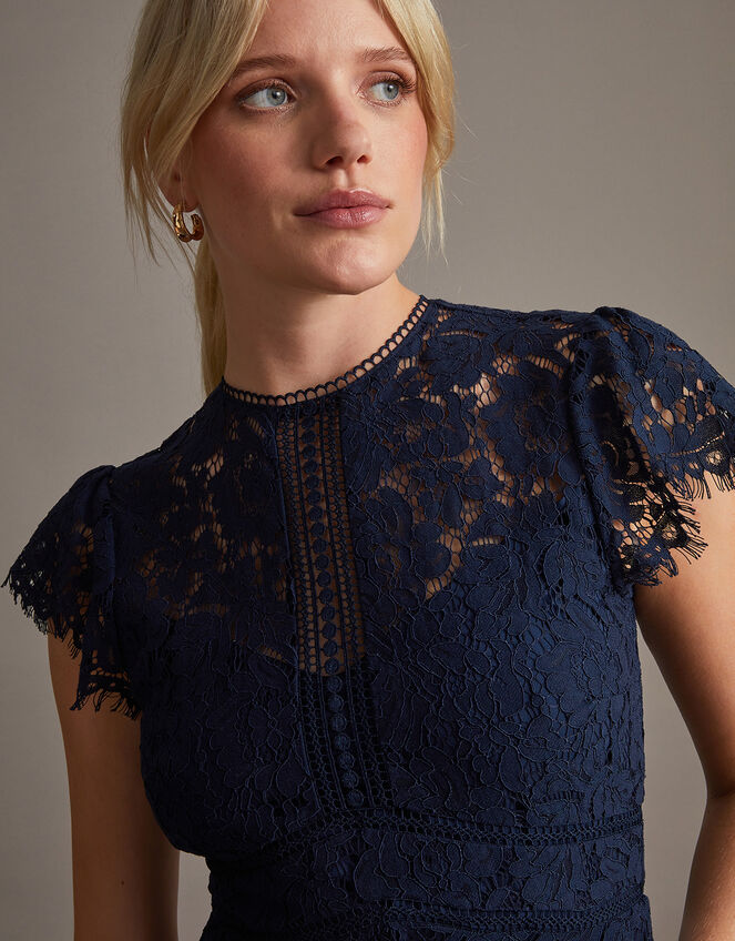 Louise Lace Shorter Length Dress, Blue (NAVY), large