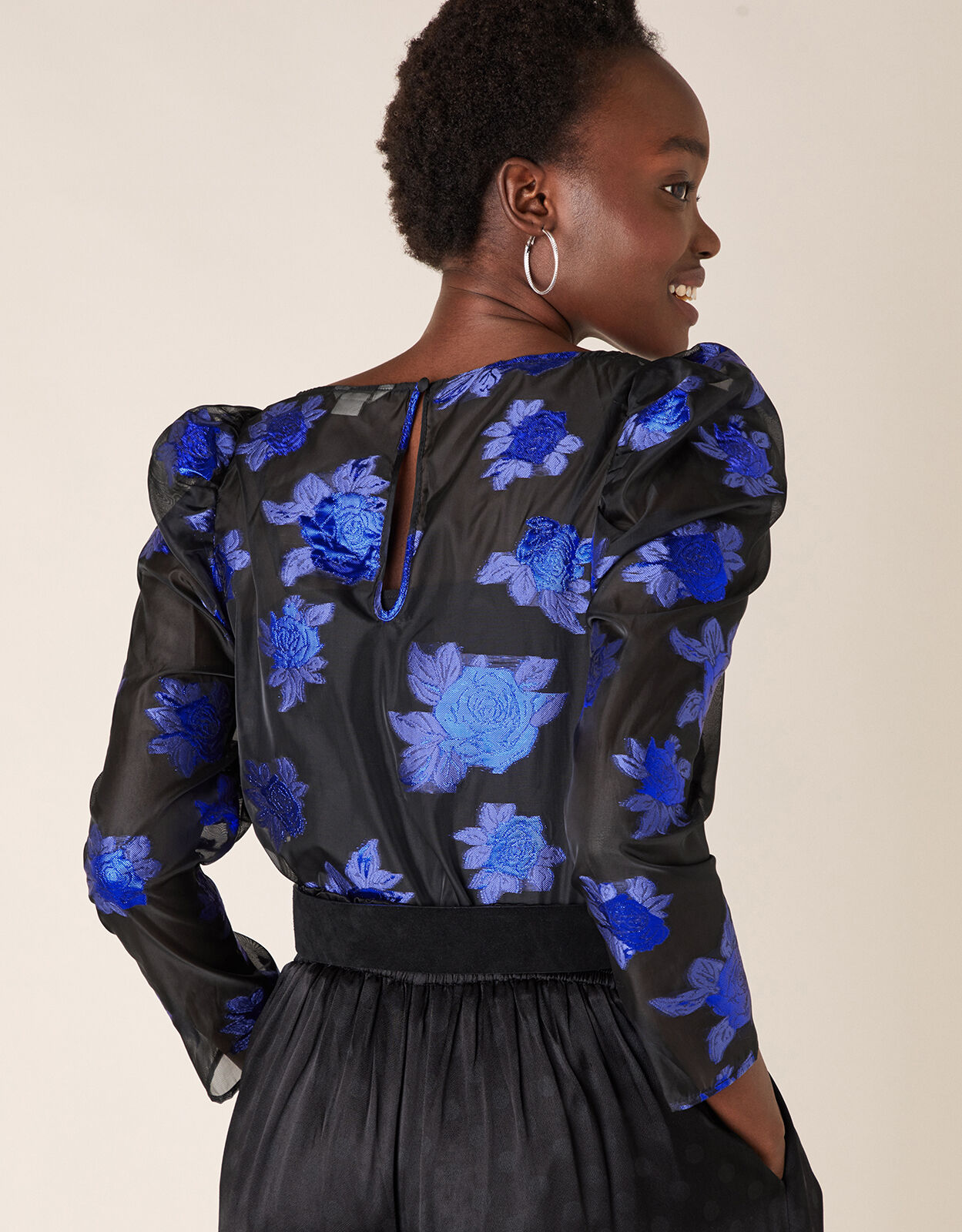 美品　OHGA PATTERN BLOUSE ブルー Ophelia Floral Organza Blouse Blue | Blouses & Shirts | Monsoon