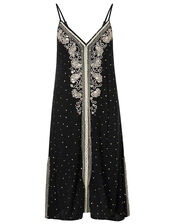 Embellished Crinkle Midi Dress in LENZING™ ECOVERO™ , Black (BLACK), large