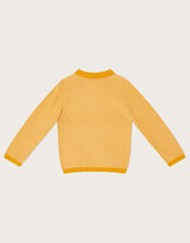 Mixed Knit Polo Sweatshirt, Yellow (MUSTARD), large