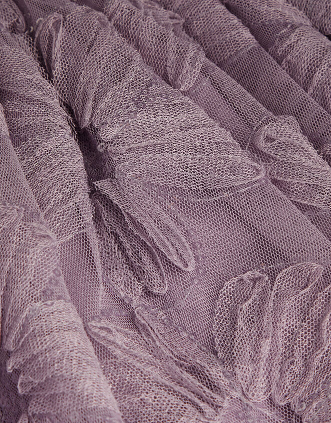 Textured Short Sleeve Sequin Flower Dress, Purple (LILAC), large