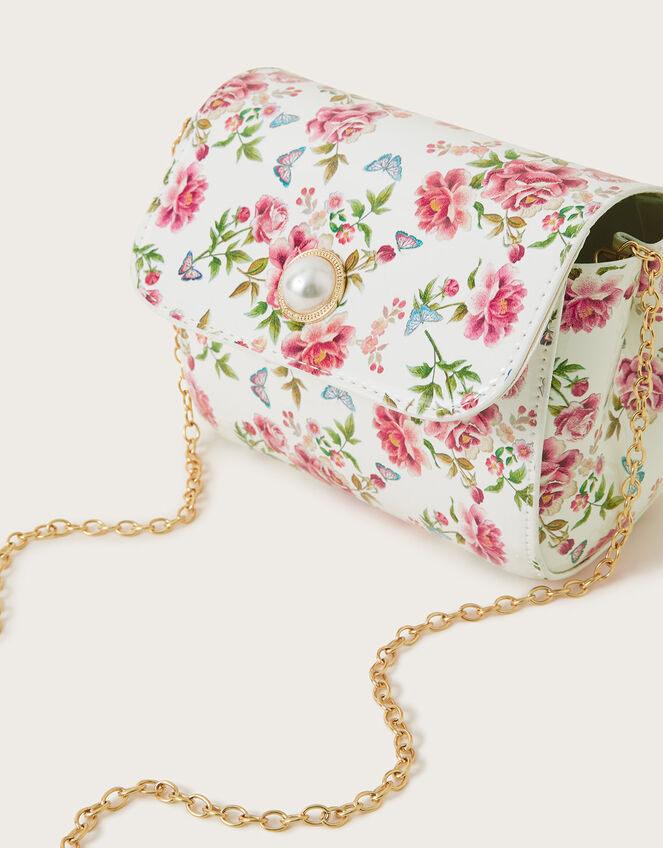 Artisan Rose Print Patent Bag, , large