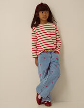 Mon Cheri Embroidered Jeans, Blue (BLUE), large