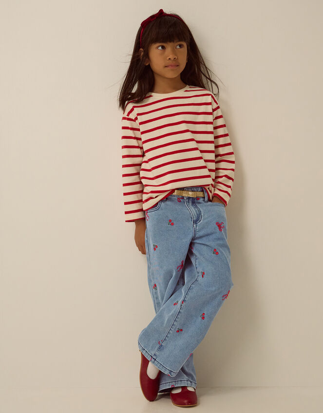 Mon Cheri Embroidered Jeans, Blue (BLUE), large