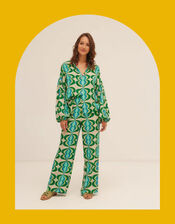 Sundress Coquelicot Printed Wide Leg Trousers, Green (GREEN), large