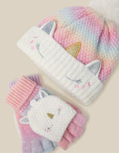 Unicorn Ombr&eacute; Hat & Gloves Set, Multi (MULTI), large