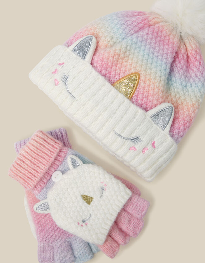 Unicorn Ombr&eacute; Hat & Gloves Set, Multi (MULTI), large