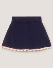 Embellished Cable Knit Skirt, Blue (NAVY), large