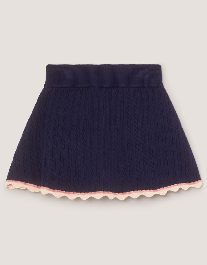 Embellished Cable Knit Skirt, Blue (NAVY), large
