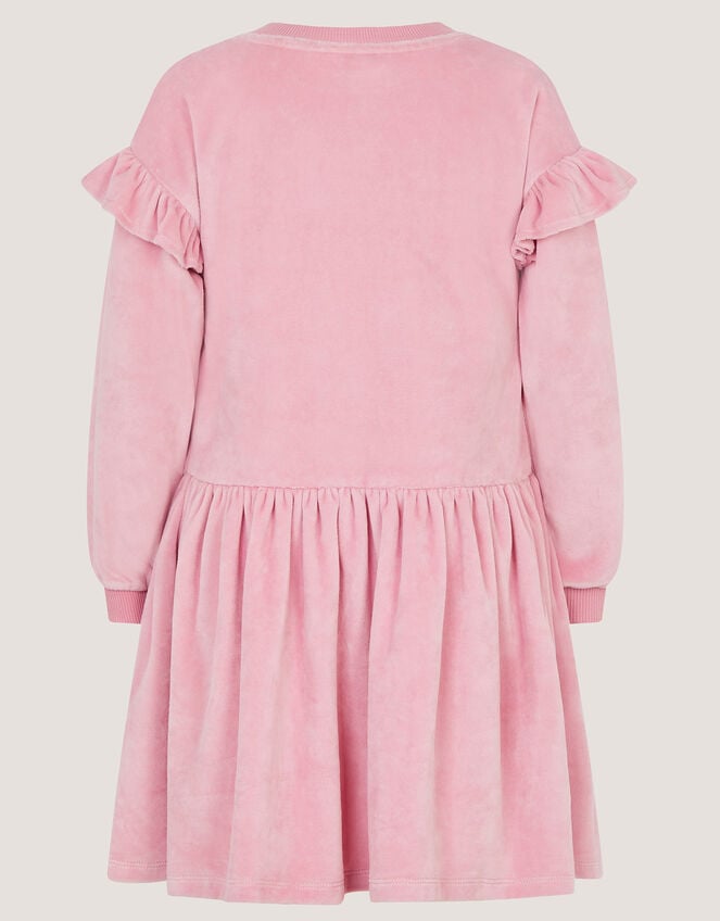 Unicorn Embellished Velour Dress, Pink (PINK), large