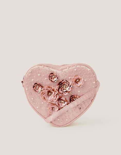 Sequin Flower Heart Bag, , large
