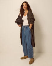 Zuri Zip Longline Cardigan, Brown (CHOCOLATE), large