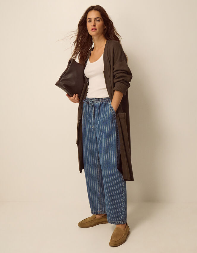 Zuri Zip Longline Cardigan, Brown (CHOCOLATE), large