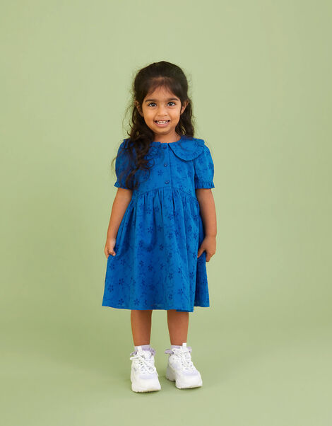 Baby Broderie Dress, Blue (BLUE), large