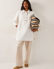 Nara Denim Tunic Shirt Dress, Natural (ECRU), large