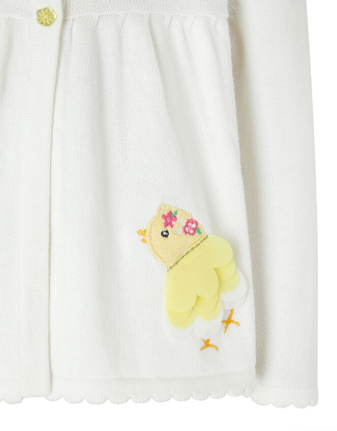 Baby Chick Knit Cardigan in Organic Cotton, Ivory (IVORY), large