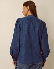 Sophia Ruffle Denim Shirt, Blue (MID AUTHENTIC BLUE), large