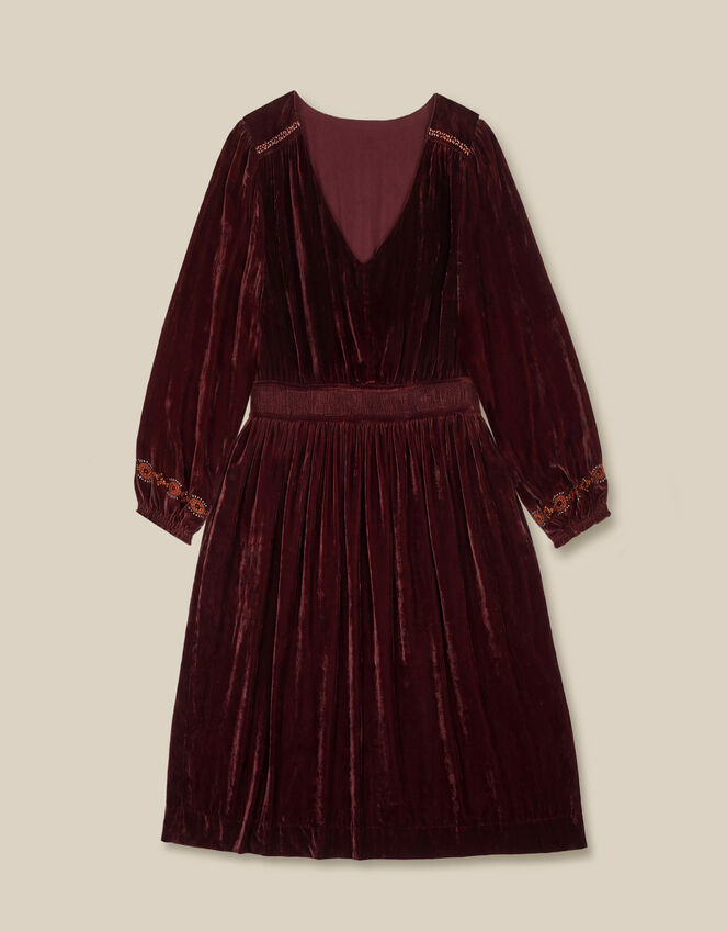 East Everly Floral Embroidered Velvet Maxi Dress, Purple (PLUM), large