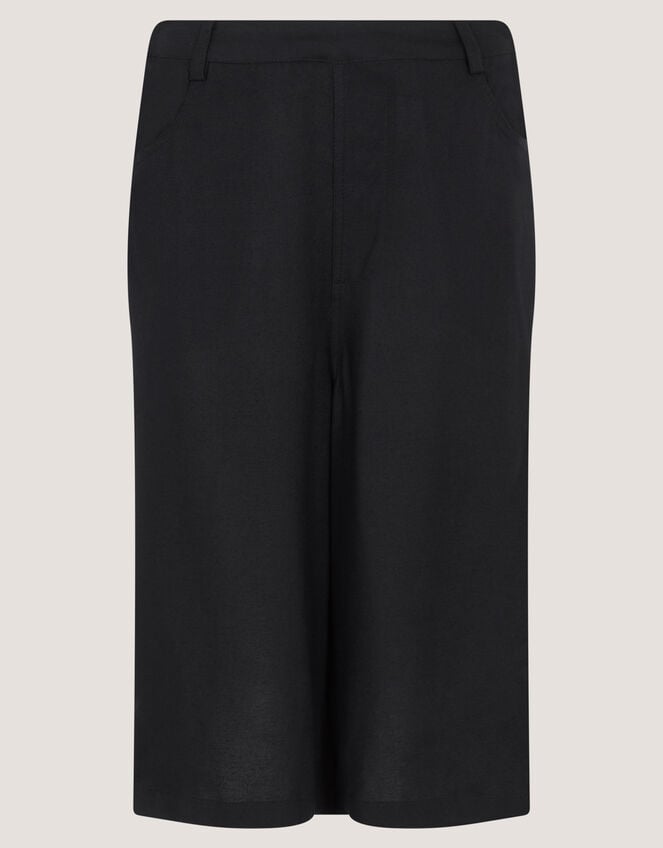 Lulu Linen Bermuda Shorts, Black (BLACK), large