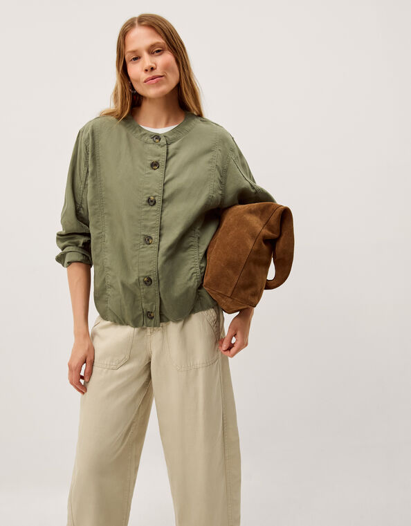 Colette Linen Blend Jacket, Green (KHAKI), large
