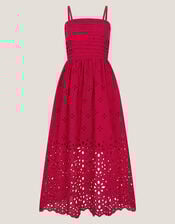 Etta Broderie Midi Dress, Red (RED), large