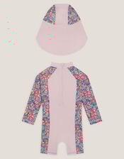 Baby Shell Print UPF50+ Swimsuit & Sun Hat Set, Pink (PINK), large