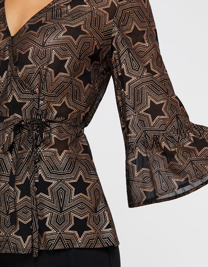 Antares Star Foil Print Top, Black (BLACK), large