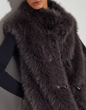 Della Faux Fur Gilet, Brown (CHOCOLATE), large