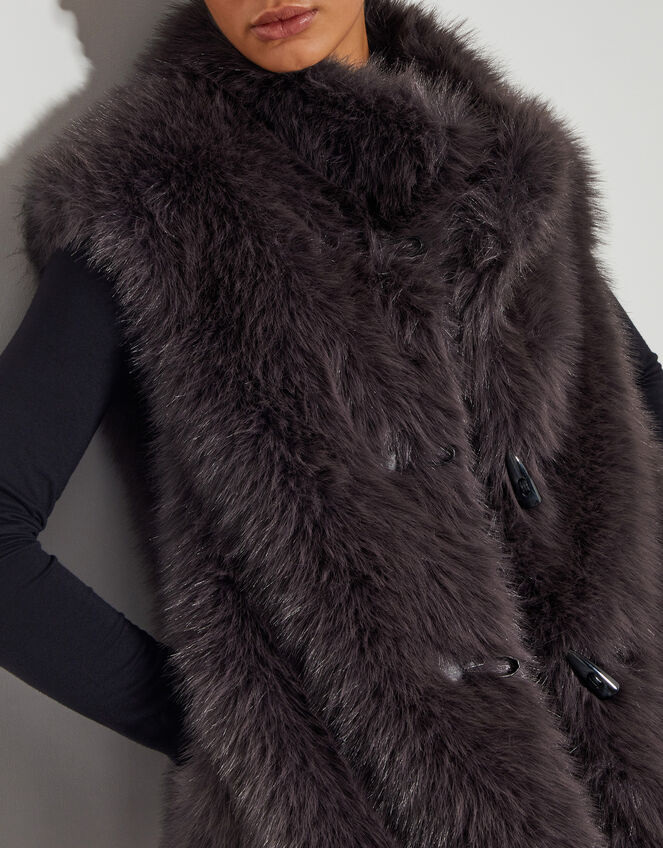 Della Faux Fur Gilet, Brown (CHOCOLATE), large