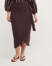 Callie Thorpe x Monsoon Jersey&nbsp;Sarong Skirt, Brown (BROWN), large