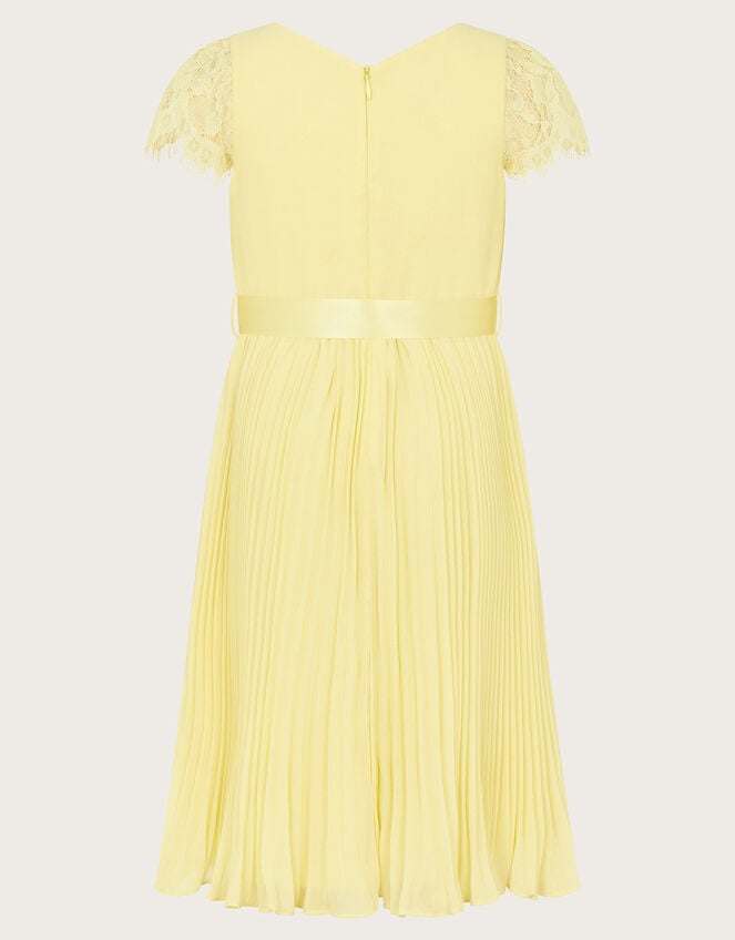 Katy Lace Pleated Dress, Yellow (LEMON), large