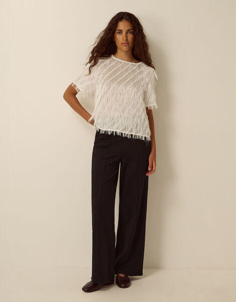 Payton Ponte Wide Leg Trousers, Black (BLACK), large