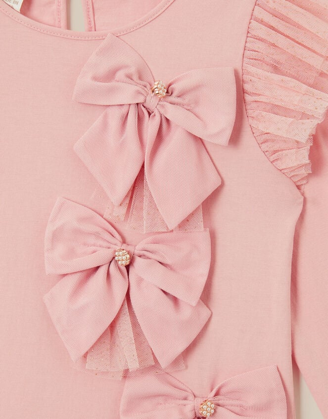3D Bow Long Sleeve Top, Pink (PINK), large