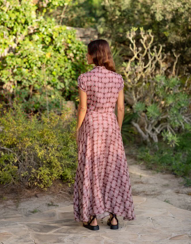 Lyrical Sisters Hourglass Print Maxi Dress, Brown (BROWN), large