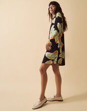 Clemence Aurelie Butterfly Mini Tunic Dress, Black (BLACK), large