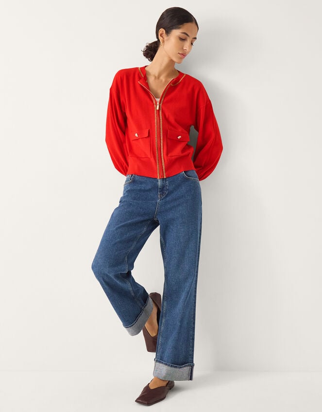 Nolan Knit Bomber Jacket, Red (RED), large