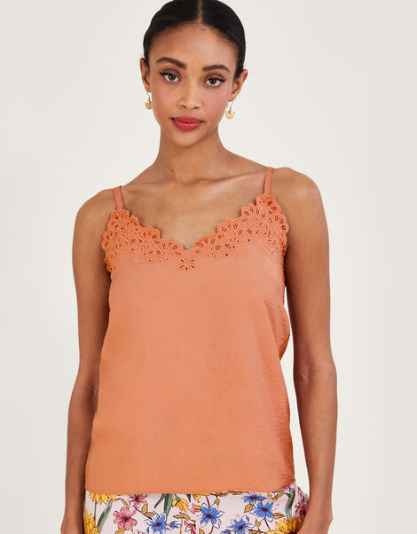 Beatrice Cutwork Cami Top, Orange (ORANGE), large