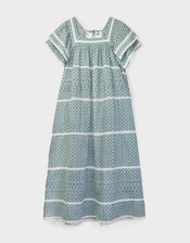 East Duva Print Tiered Smock Dress, Blue (BLUE), large