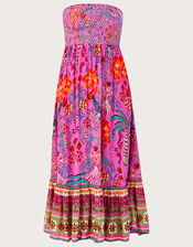 Bandeau Palm Print Dress, Pink (PINK), large