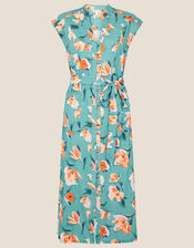 Floral Print Jersey Shirt Dress, Blue (BLUE), large