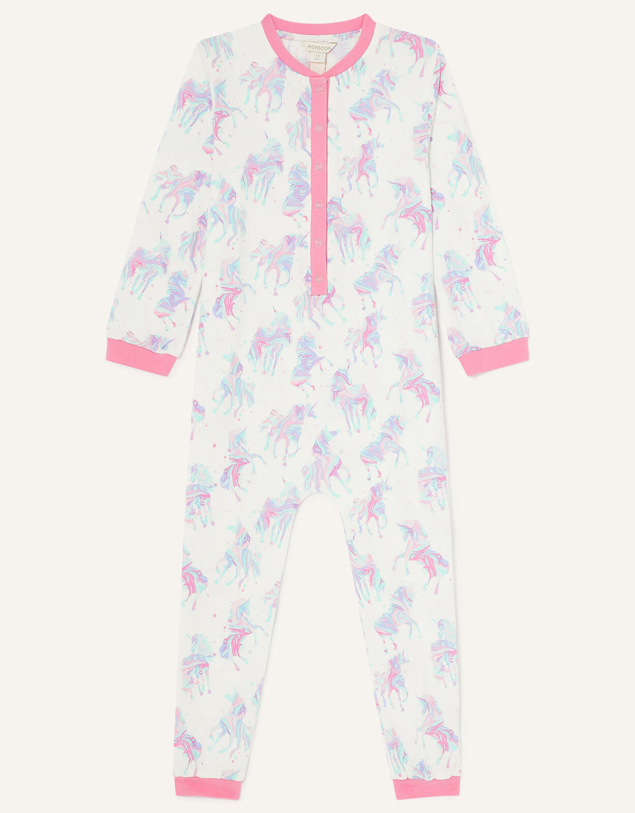 Ada Unicorn Print Sleepsuit Ivory 