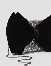 Bella Bow Embellished Clutch Bag, Silver (SILVER), large