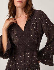 Mackie Polka Dot Lace Midi Dress, Brown (CHOCOLATE), large