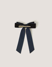 Embellished Bow Hair Clip, Blue (NAVY), large